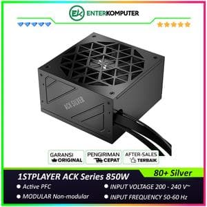 1STPLAYER ACK Series 850W HA-850BA7 Cybenetics and 80+ Silver Certified with Embossed Cable - ATX3.1 and PCIe 5.1 Ready - Active PFC - 140MM Hydraulic Bearing - Premium Quality Capacitors - 7 Years Warranty - foto 1