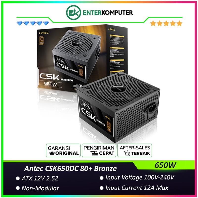 Antec CSK650DC 650W - 80+ Bronze Certified with Flat Cable - Active PFC - 120mm Silent Fan - 5 Years Warranty - foto 1