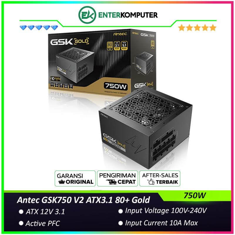 Antec GSK750 V2 ATX3.1 750W - 80+ Gold Certified - Full Modular - ATX3.1 and PCIe 5.1 Ready - High-Quality Braided Cable - Japanese Main Capacitors - 10 Years Warranty - foto 1