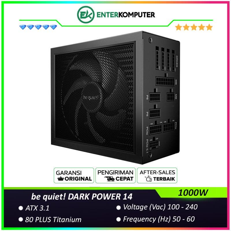 be quiet! DARK POWER 14 1000W - Fully Modular - ATX 3.1 PCIe 5.1 - 80+ Titanium Certified - 10 Years Warranty - Number 1 PSU in Germany - foto 1