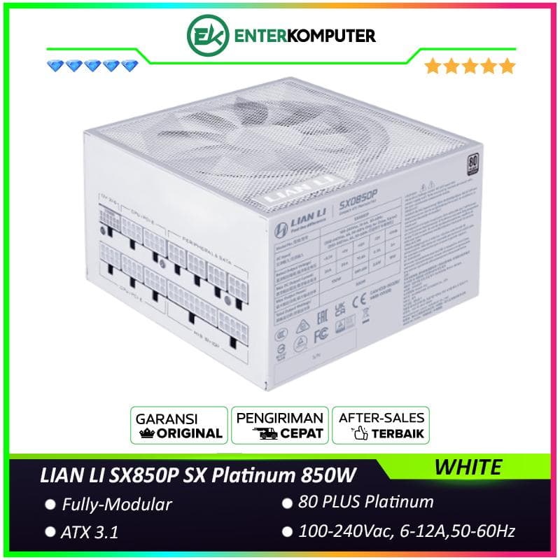 LIAN LI SX850P SX Platinum 850W WHITE ATX3.1 Ready - 80+ Platinum Certified - ATX 3.1 & PCIE 5.1 Ready - Braided-Textured Cables with Cable Combs - 10 Years Warranty Replacement - foto 1
