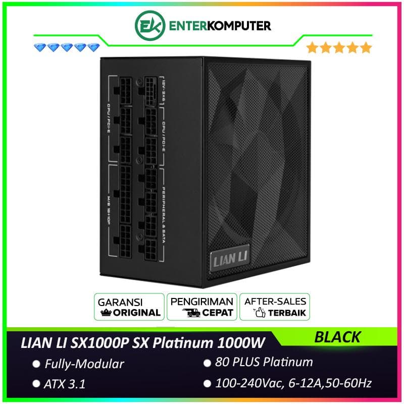LIAN LI SX1000P SX Platinum 1000W BLACK ATX3.1 Ready - 80+ Platinum Certified - ATX 3.1 & PCIE 5.1 Ready - Braided-Textured Cables with Cable Combs - 10 Years Warranty Replacement - foto 1