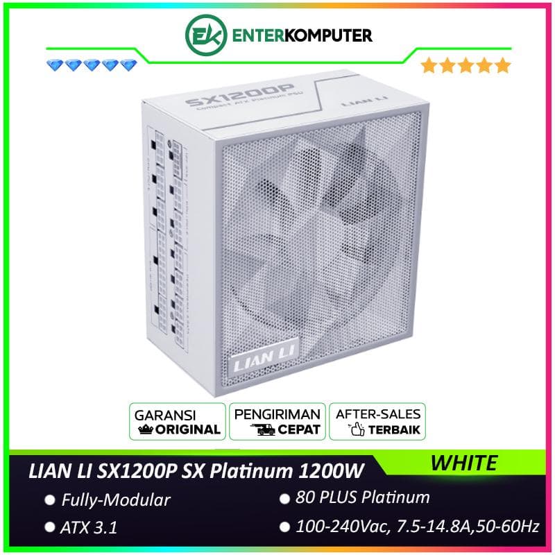 LIAN LI SX1200P SX Platinum 1200W WHITE ATX3.1 Ready - 80+ Platinum Certified - ATX 3.1 & PCIE 5.1 Ready - Braided-Textured Cables with Cable Combs - 10 Years Warranty Replacement - foto 1