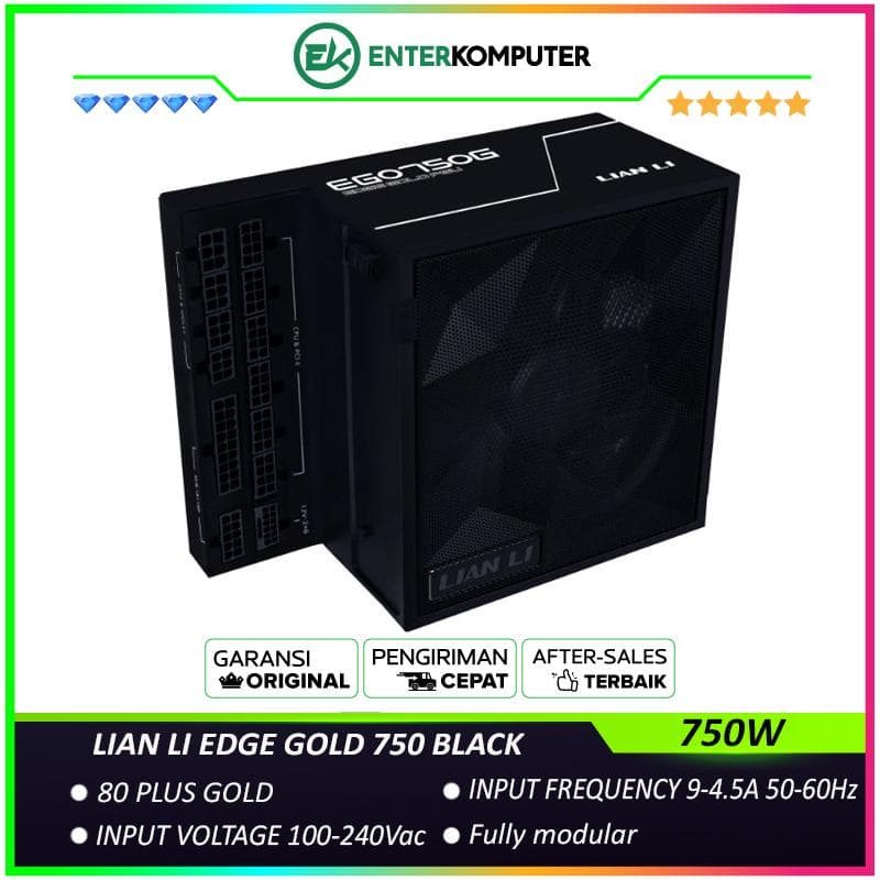 LIAN LI EDGE GOLD 750 750W BLACK with L-Shape Design - Fully Modular - 80+ Gold Certified - Cybenetics ATX 3.1 - PCIE 5.1 Ready - 10 Years Warranty Replacement - foto 1