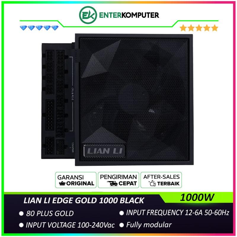 LIAN LI EDGE GOLD 1000 1000W BLACK with L-Shape Design - Fully Modular - 80+ Gold Certified - Built-in USB HUB - Cybenetics ATX 3.1 - PCIE 5.1 Ready - 10 Years Warranty Replacement - foto 1