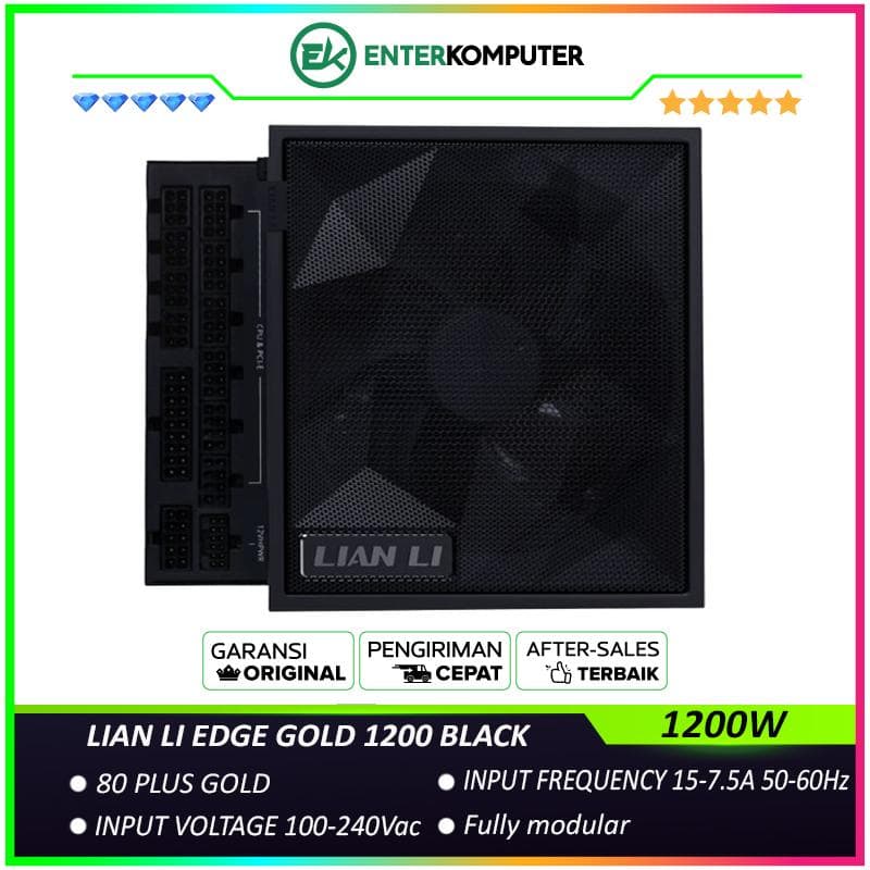 LIAN LI EDGE GOLD 1200 1200W BLACK with L-Shape Design - Fully Modular - 80+ Gold Certified - Built-in USB HUB - Cybenetics ATX 3.1 - PCIE 5.1 Ready - 10 Years Warranty Replacement - foto 1