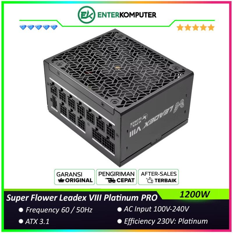 Super Flower Leadex VIII Platinum PRO ATX3.1 1200W -SF-1200F14SP(T)(BK) - ATX 3.1 Compatible & PCIe 5.1 Ready - 80+ Cybenetics Platinum Certified - Fully Modular - 10 Years - foto 1