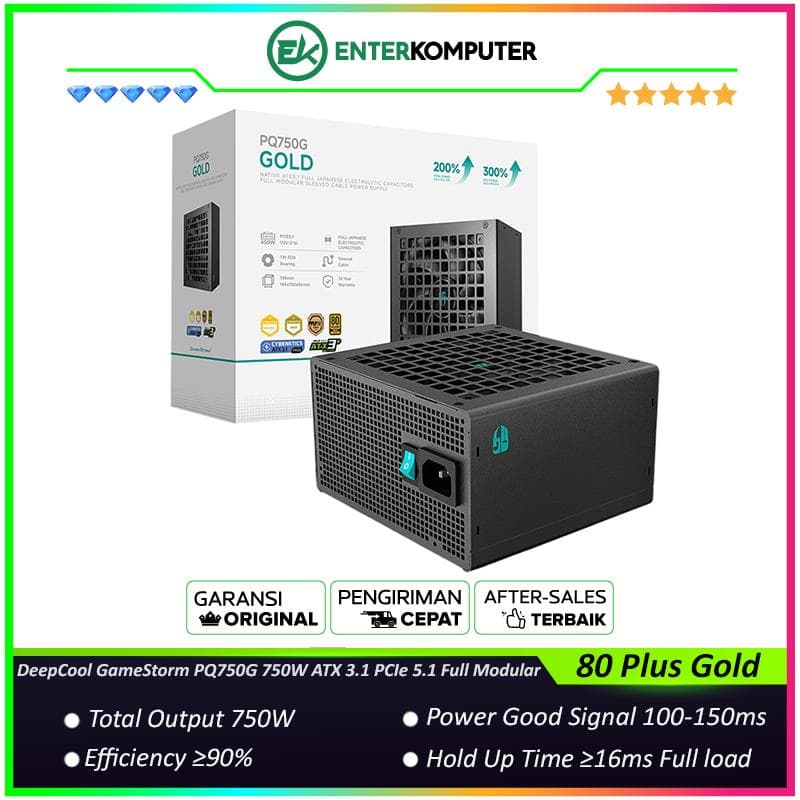 DeepCool GameStorm PQ750G 750W ATX 3.1 PCIe 5.1 80 Plus Gold Full Modular - foto 1