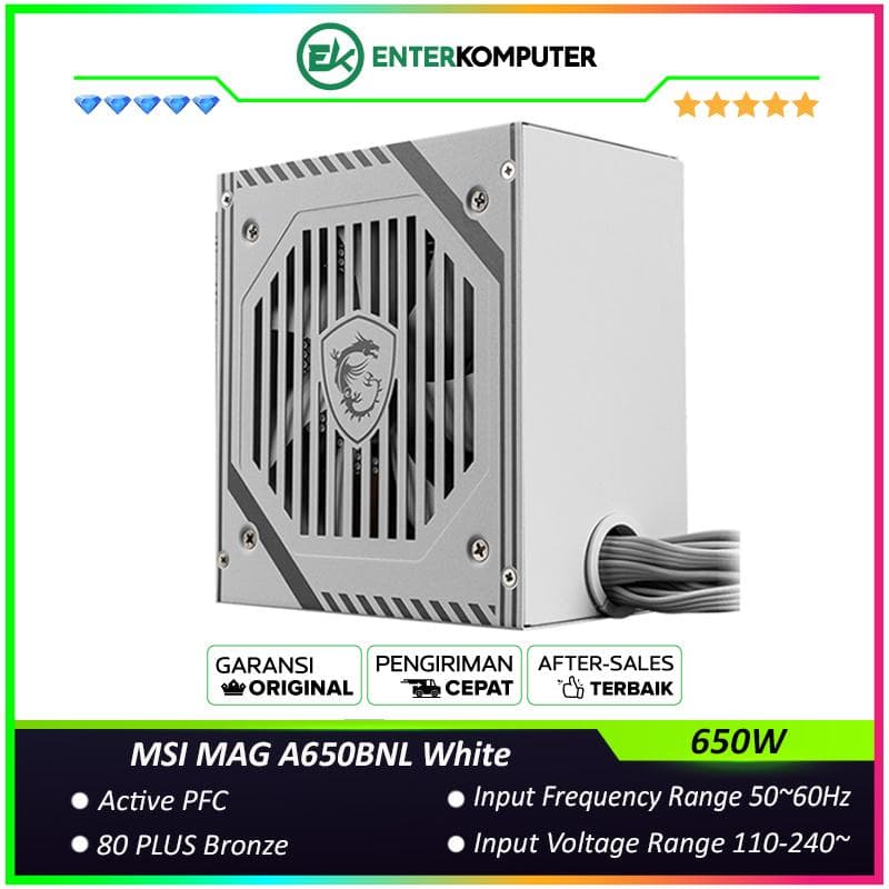 MSI MAG A650BNL White 650W 80 Plus Bronze Flat Cable - foto 1