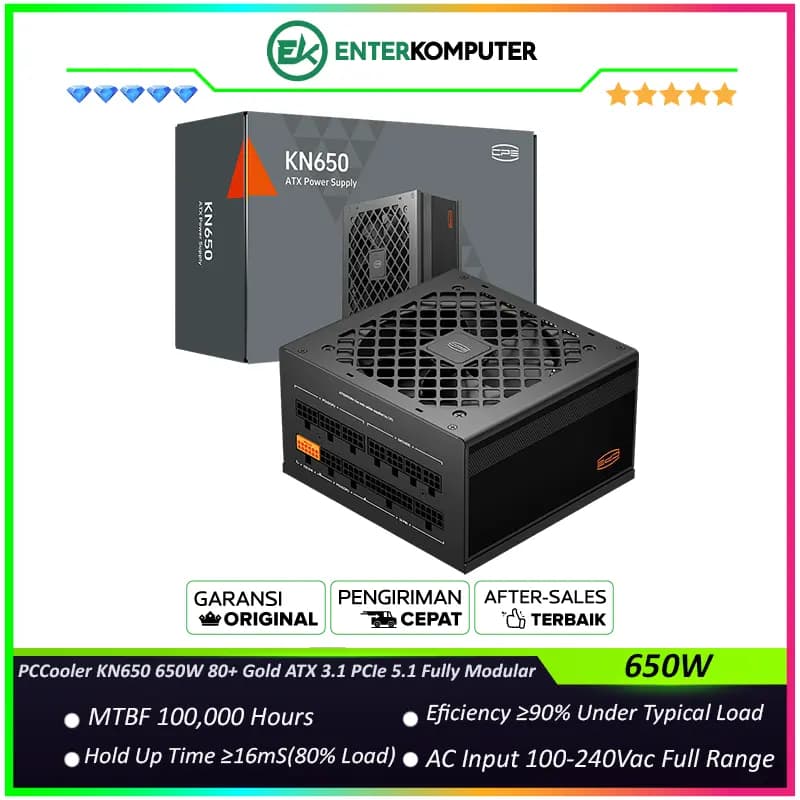 PCCooler KN650 650W 80+ Gold ATX 3.1 PCIe 5.1 Fully Modular - foto 1