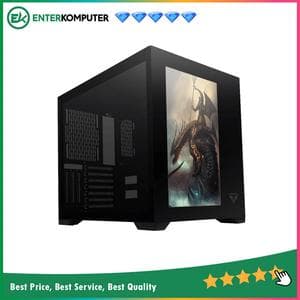 PRIME X-[X]-X BLACK - PREMIUM GAMING CASE 0.7mm STEEL - FRONT & LEFT TEMPERED GLASS - MESH RIGHT & TOP PANEL with Display Front It! - foto 1