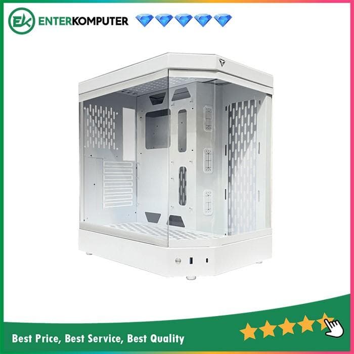PRIME H-[Y] V2.0 WHITE - MODERN AESTHETIC DUAL CHAMBER ATX CASE - TEMPERED GLASS - foto 1