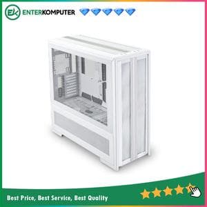 LIAN LI V3000 PLUS WHITE- DUAL SIDE 4.0mm TINTED TEMPERED GLASS - THREE MODES TRANSFORM - FRONT ARGB LIGHTING - foto 1