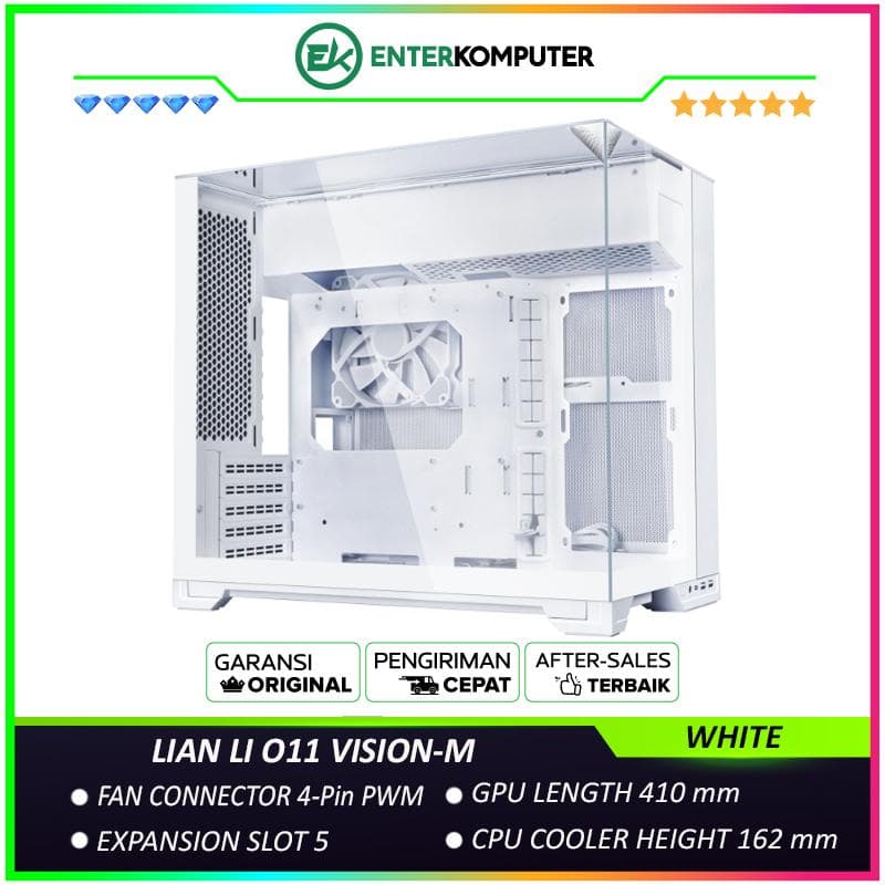 LIAN LI O11 VISION-M WHITE - Collaboration with PCMR - 3 Sides Of Glass - Enhanced Modularity - Concealed Radiator Design - USB Type C Included - Free 1Pc 140MM FANS - foto 1