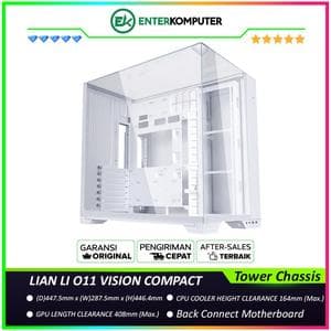 LIAN LI O11 VISION COMPACT WHITE - Collaboration with PCMR - Swappable Glass and Mesh TOP Panels - Back-CONNECT Motherboards Compatible - Modular Design - Brushed Aluminum - 3MM Top Tempered Glass & 4MM Tinted Side and Front Tempered Glass - USB Type C - foto 1