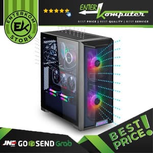 LIAN LI LANCOOL 215 BLACK - SIDE TEMPERED GLASS - FREE 2 PCS 20CM ARGB FANS + 1 PCS 12CM FAN - foto 1