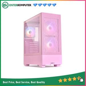 LIAN LI LANCOOL 205 MESH C PINK - Tempered Glass Left Side Panel - FREE 2Pcs 140MM ARGB PWM Fan + 1Pc 120MM ARGB PWM Fan - USB Type C Included - foto 1