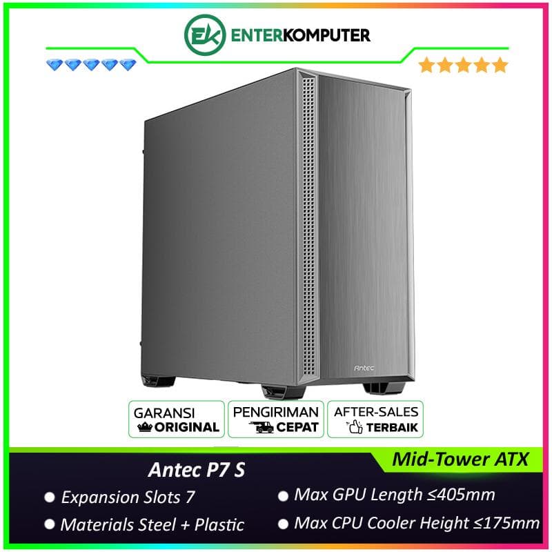Antec P7 S - Mid-Tower ATX Gaming Case - Sleek Brushed Front with Dual Side Mesh Design - Dual Silent Side Panels - Type-C 3.2 Gen 2 Ready - FREE 3PCS 120mm PWM Daisy-Chan fans + 1Pc 120mm PWM fan - foto 1