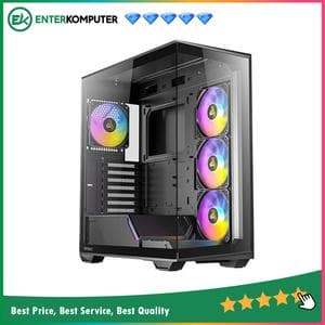 Antec CONSTELLATION C3 BLACK ARGB - Mid-Tower Gaming Case - Massive Airflow via Honeycomb Mesh - 4mm Tempered Glass Side Panel - Type-C 3.2 Gen 2 Ready - Free 3Pcs 120mm PWM ARGB Fans Reverse + 1Pcs 120mm PWM ARGB Fans - foto 1