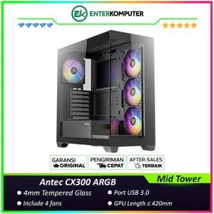 Antec CX300 ARGB - Mid-Tower Gaming Case - Panoramic View - 4mm Tempered Glass Side Panel - Free 3Pcs 120mm ARGB Fans Reverse + 1Pcs 120mm ARGB Fans - foto 1