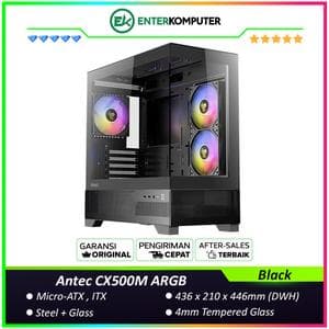 Antec CX500M ARGB - Mid-Tower Gaming Case - 4mm Tempered Glass Side Panel - Type-C 3.2 Gen 2 Ready - Free 2Pcs 120mm ARGB Fans Reverse + 1Pcs 120mm ARGB Fans - foto 1