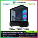 CUBE GAMING PREMIUM ZARCOF BLACK - ATX Gaming Case - Panoramic View - BTF Mainboard Ready - Front & Left Side Tempered Glass with Tools Free - USB Type C Ready - PSU Cover - Free 3Pcs 120mm Reverse Infinity Mirror Auto-RGB Fan - foto 1