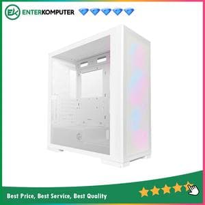 CUBE GAMING PREMIUM ARMOUR WHITE - ATX Gaming Case - Front Mesh Panel - Left Side Glass Door - Dust Filter - PSU Cover - FREE 3PCS 12CM ARGB FAN - foto 1