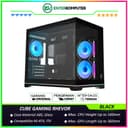 CUBE GAMING RHEVOR BLACK - mATX Gaming Case - Panoramic View - Aesthetic Mini Dual Chamber - Front & Left Side Tempered Glass with Bottom ARGB LED Strip - Dust Filter - FREE 2Pcs 120mm Reverse Infinity Mirror ARGB Fan + 1Pc 120mm Infinity Mirror ARGB Fan - foto 1