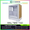 CUBE GAMING CATRIZE WHITE - ATX Gaming Case - All White Inside - Front Mesh with WOOD Exotic Design & Left Side Tempered Glass - Dust Filter - PSU Cover - foto 1