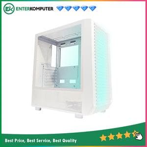 CUBE GAMING WIRZOF WHITE - ATX - SIDE TEMPERED GLASS - FRONT MESH PANEL - PSU COVER MESH Design - Dust Filter - FREE 3PCS 12CM ARGB FAN - foto 1