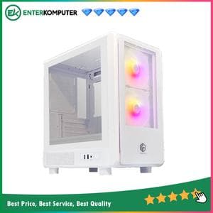 CUBE GAMING EPIOM GLASS WHITE - mATX Gaming Case - All White Inside - Left Side & Front Tempered Glass - Dust Filter - FREE 2PCS 12CM ARGB FAN - foto 1