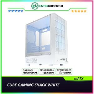 CUBE GAMING SHACK WHITE - mATX Gaming Case - All White Inside - Front Unique Design with Mesh & Left Side Tempered Glass - Dust Filter - FREE 2PCS 12CM ARGB Fan - foto 1