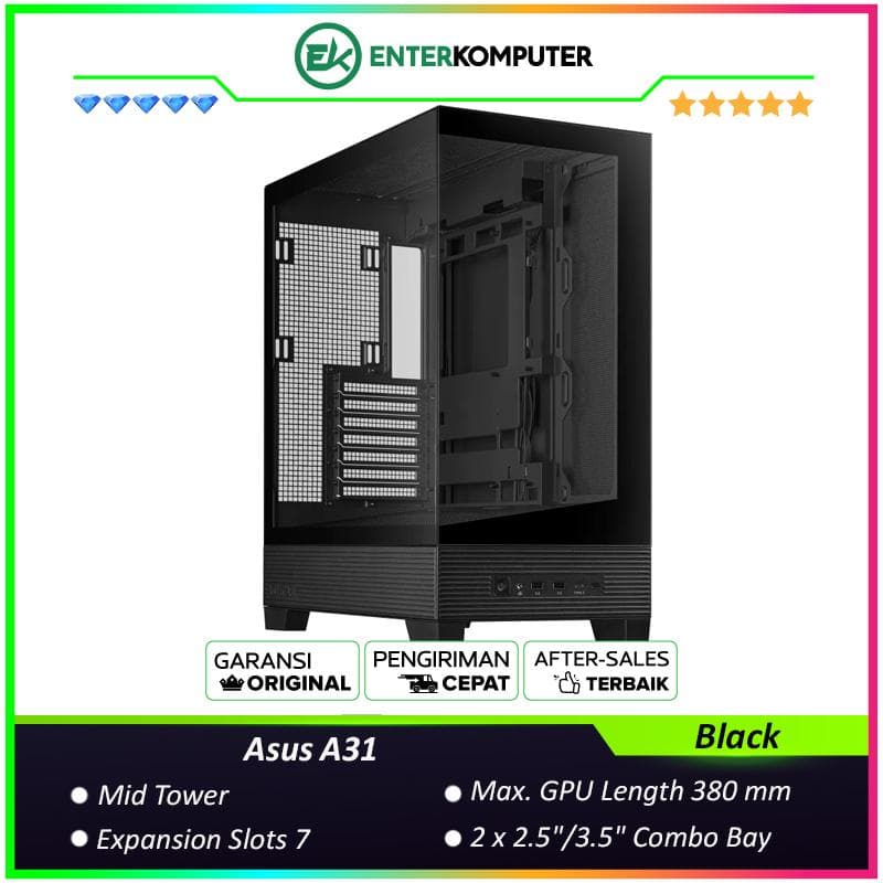 Asus A31 Black Boundless Panoramic View ATX Case - foto 1