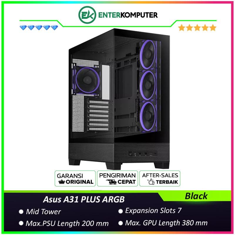 Asus A31 PLUS ARGB Black Boundless Panoramic View ATX Case - foto 1