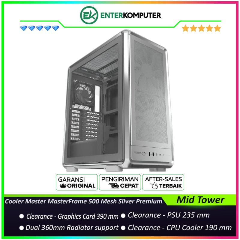 Cooler Master MasterFrame 500 Mesh Silver ARGB Premium Open-Frame Mid-Tower ATX Case - foto 1
