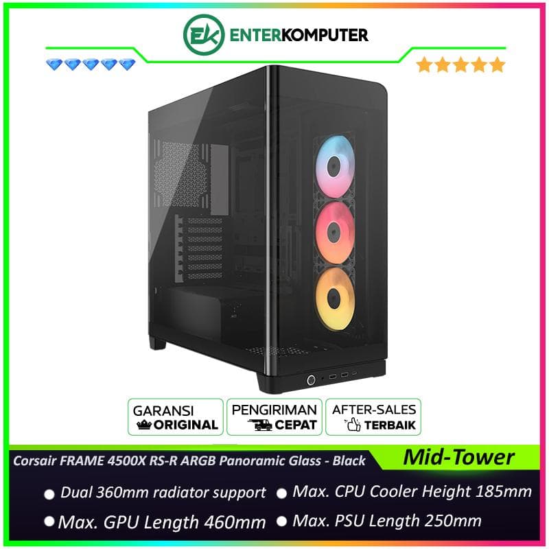 Corsair FRAME 4500X RS-R ARGB Panoramic Glass Mid-Tower PC Case - Black - foto 1