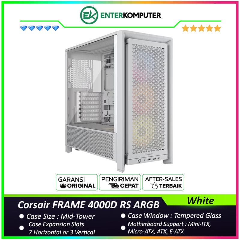 Corsair FRAME 4000D RS ARGB Modular Mid-Tower PC Case - White - foto 1
