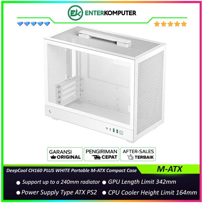 DeepCool CH160 PLUS WHITE Portable M-ATX Compact Case - foto 1