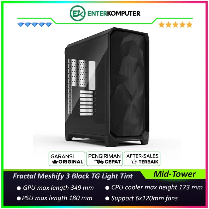 Fractal Meshify 3 Black TG Light Tint - foto 1