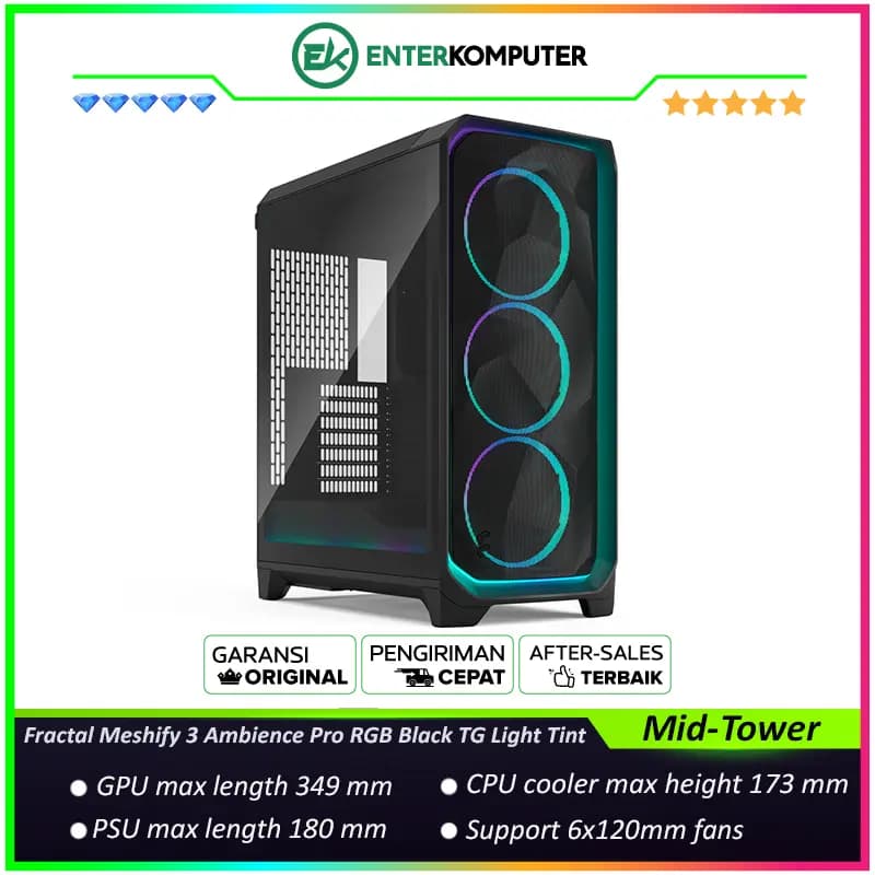 Fractal Meshify 3 Ambience Pro RGB Black TG Light Tint - foto 1