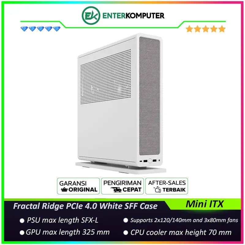 Fractal Ridge PCIe 4.0 White Mini ITX SFF Case - foto 1
