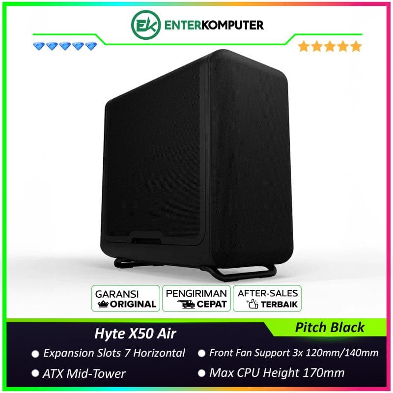 Hyte X50 Air Pitch Black - Modern Performance ATX Case - foto 1