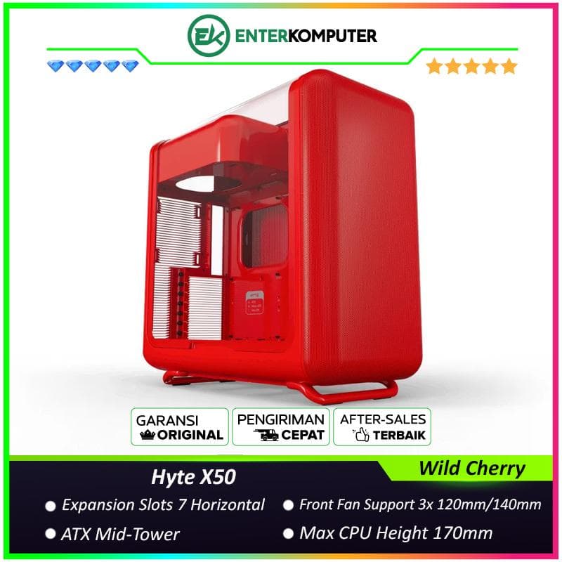 Hyte X50 Wild Cherry - Modern Performance ATX Case - foto 1