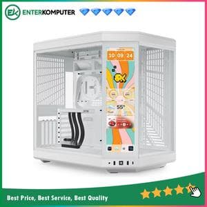 Hyte Y70 Touch Infinite Snow White - Modern Aesthetic Dual Chamber ATX Case with 14.9 Integrated LCD Touchscreen - foto 1