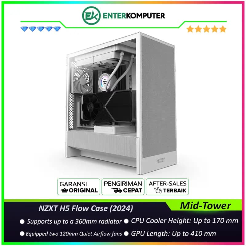 NZXT H5 Flow White - Mid-Tower Airflow Case (2024) - foto 1