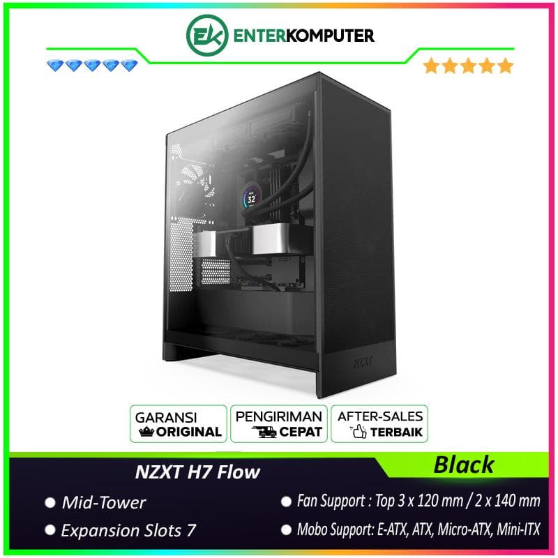 NZXT H7 Flow Black - Mid-Tower Airflow Case - foto 1