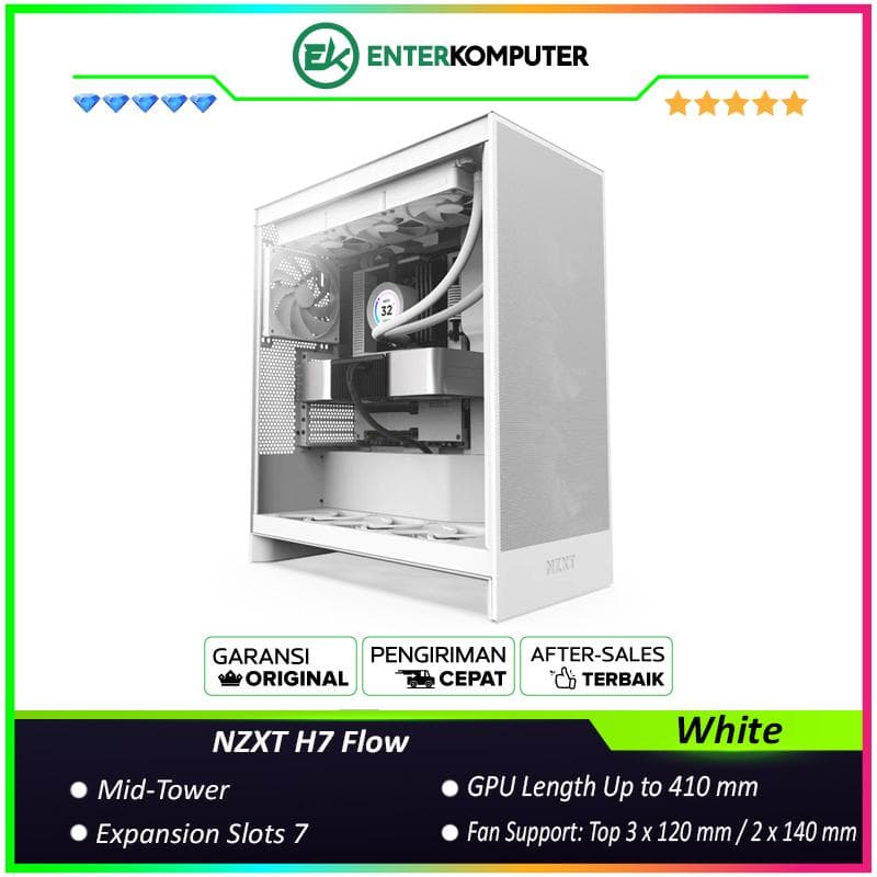 NZXT H7 Flow White - Mid-Tower Airflow Case - foto 1