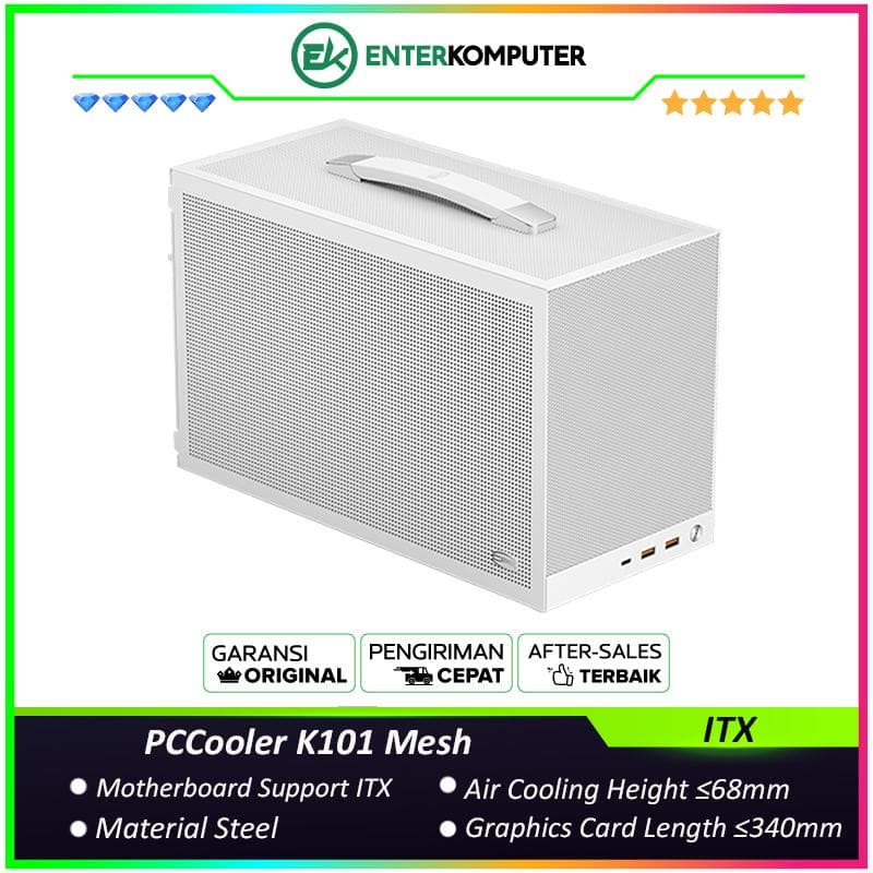 PCCooler K101 Mesh White Mini-ITX Case - foto 1