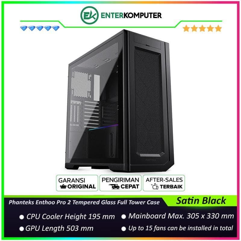 Phanteks Enthoo Pro 2 Satin Black Tempered Glass Full Tower Case - foto 1