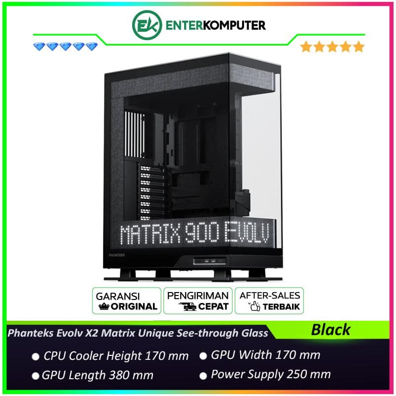 Phanteks Evolv X2 Matrix Black Unique See-through Glass Mid-Tower Case - foto 1